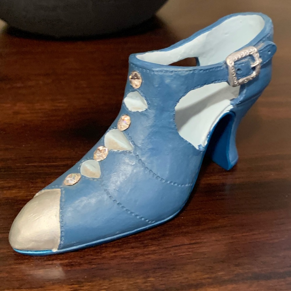 Blue and Rhinestones Shoe Miniature
